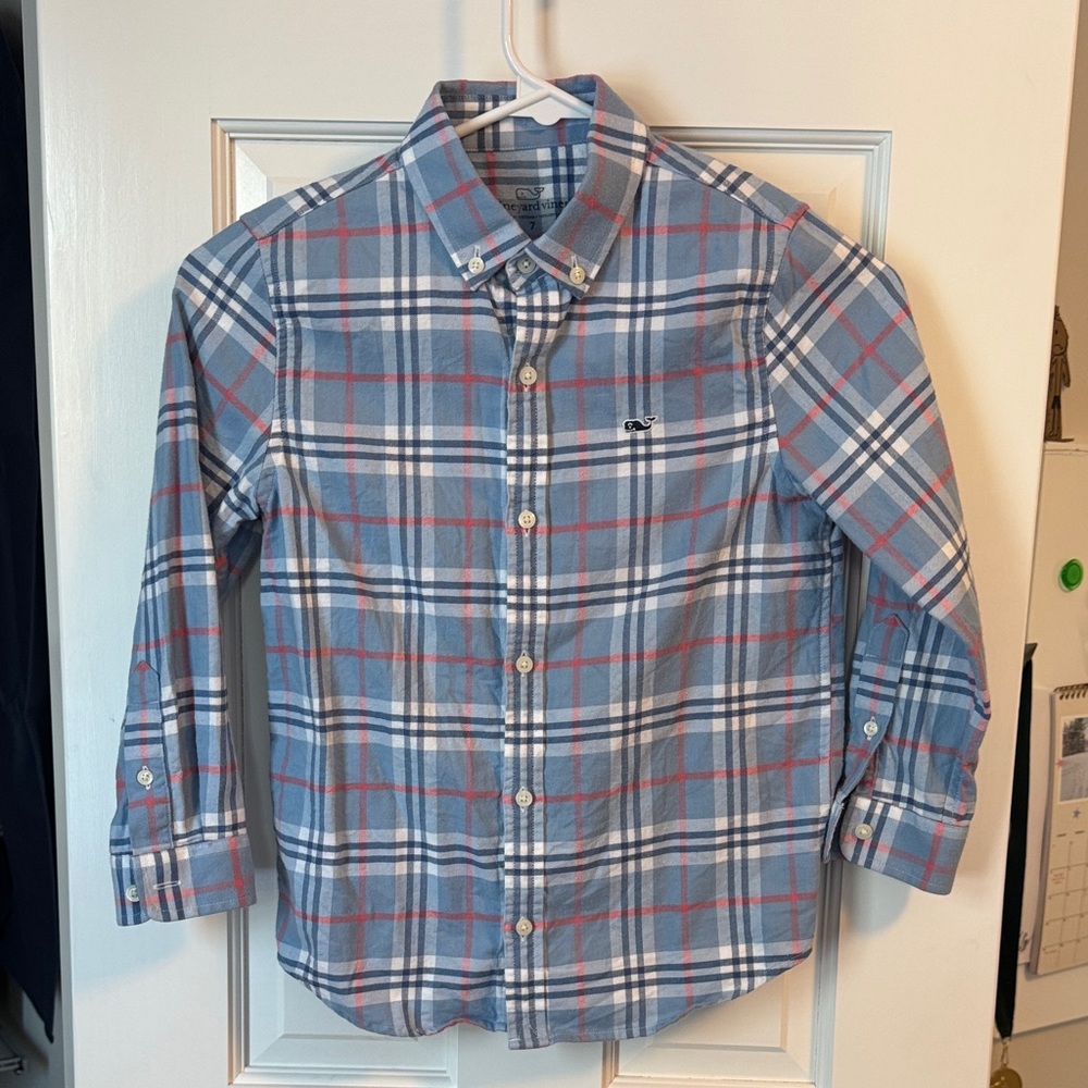 Vineyard Vines Blue and Red Plaid Shirt